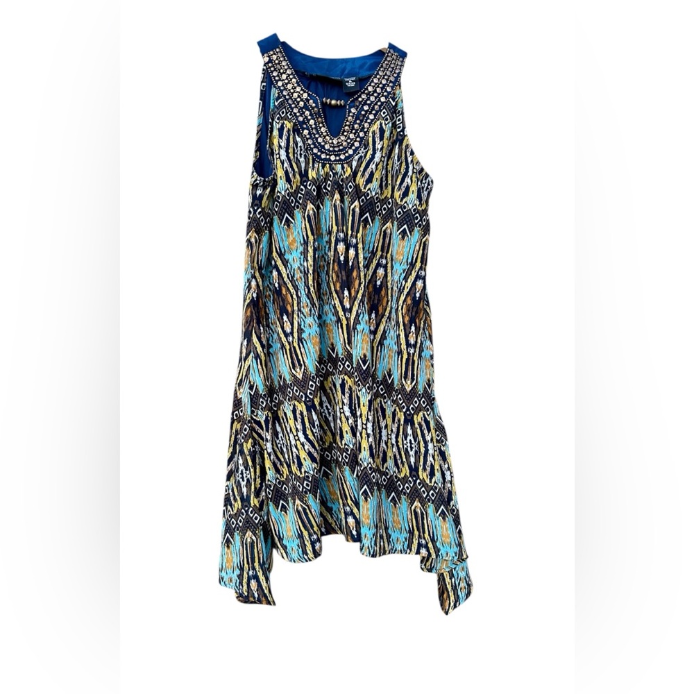 Jennifer Lauren Dress Boho Hippie Gold Embellishments  Sz. XL